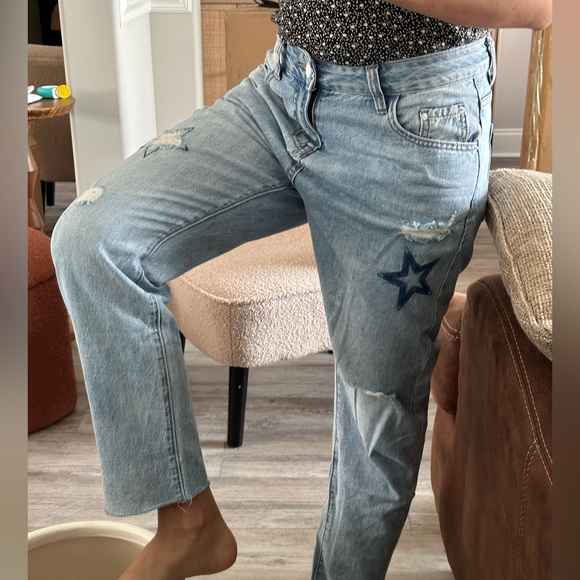 Doris Revolve Denim Boyfriend Star Stitching Jeans - Picture 12 of 16